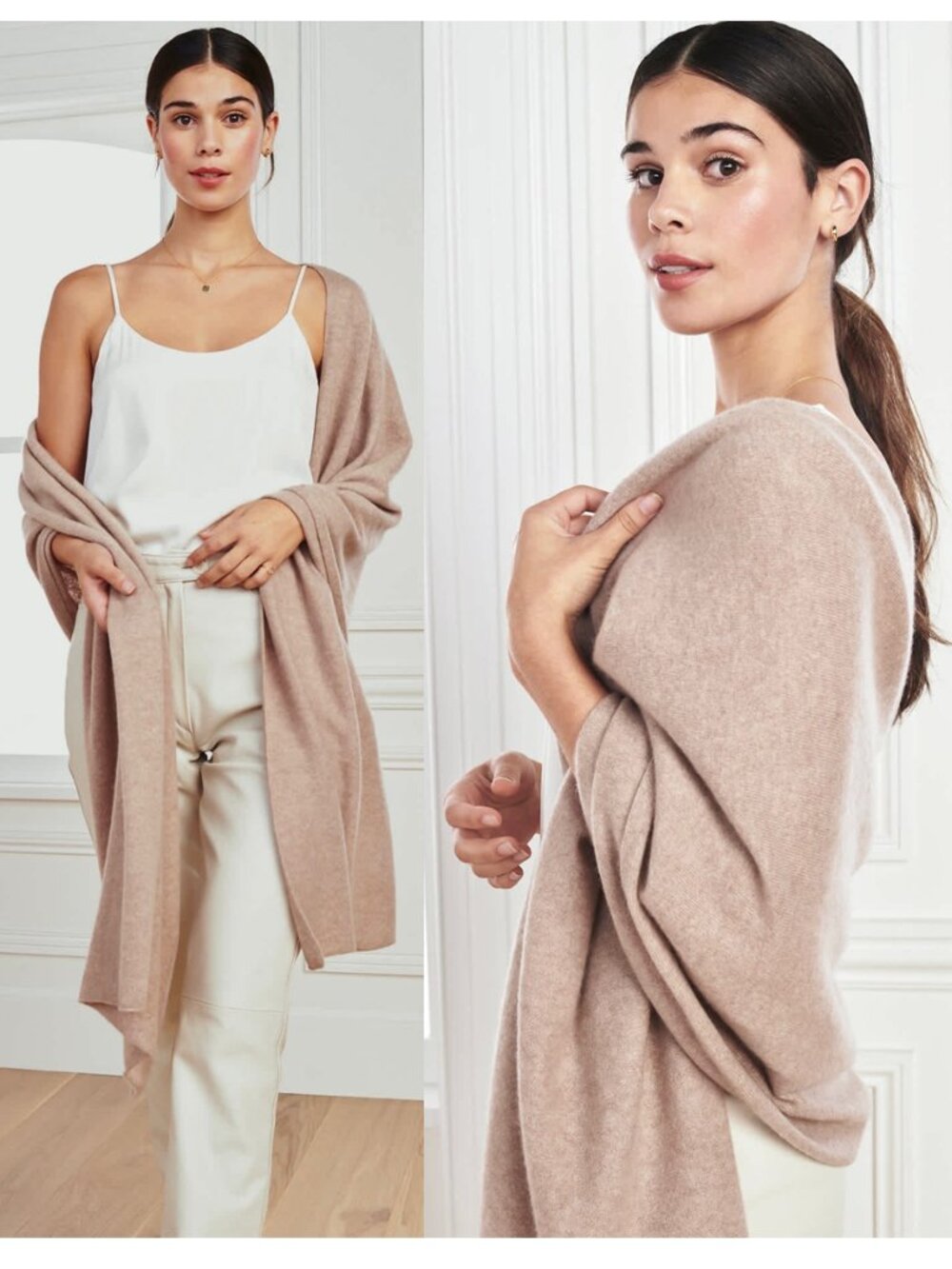 QUINCE cashmere wrap scarf Oatmeal beige